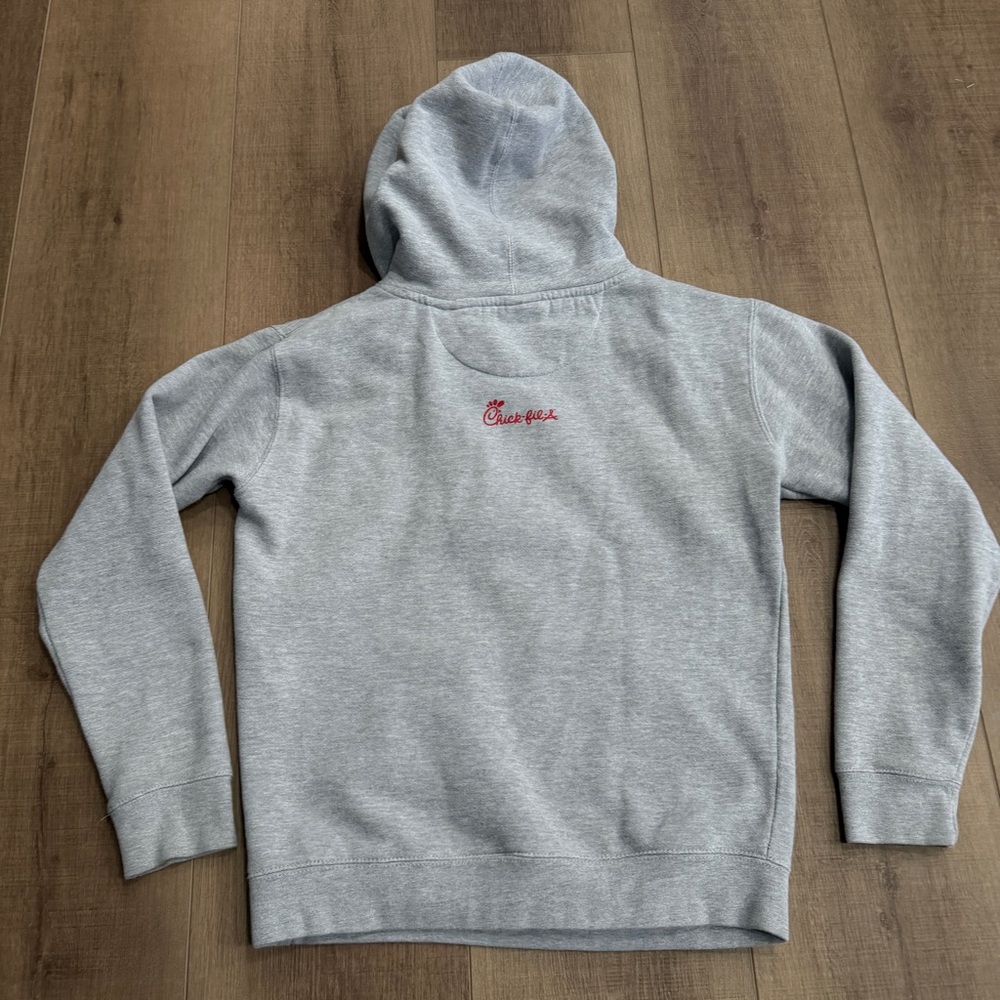 Chick-fil-a Hoodie Unisex M‎ Gray Eat Mor Chikin Cow Sweatshirt Pullover Uniform - Picture 7 of 8